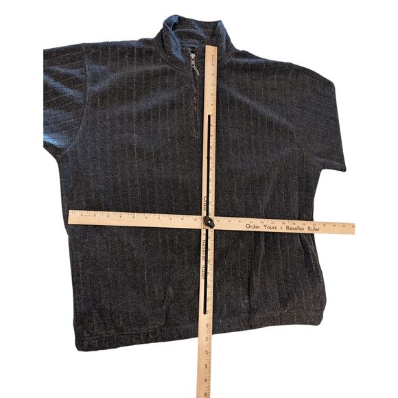 Justin Blake Fleece Sweatshirt Mens Large Quarter Zip Pullover Striped Pockets - Picture 12 of 13